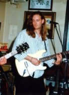 Richard Farrar playing his Fender Stratocaster